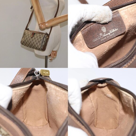 GUCCI GG Supreme Web Sherry Line Shoulder Bag PVC Beige 89 02 018 Auth - Picture 16 of 16